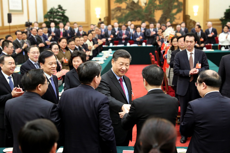 3月10日，中共中央總書記、國家主席、中央軍委主席習(xí)近平參加十三屆全國人大一次會(huì)議重慶代表團(tuán)的審議。